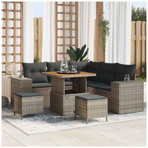 Set Divano da Giardino con cuscino con cuscino 8 pcs Grigio - Foto 2