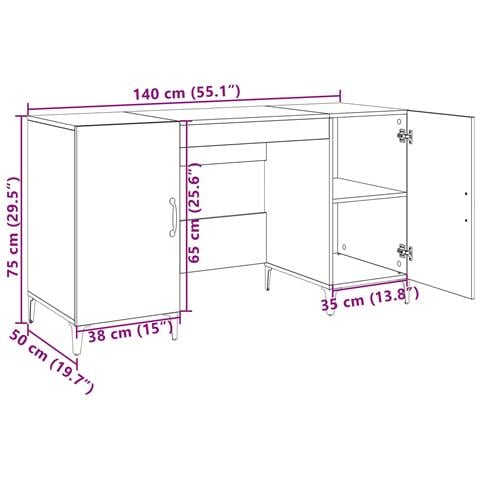 Scrivania Rovere Artigianale 140 x 50 x 75 cm Legno multistrato - Foto 8