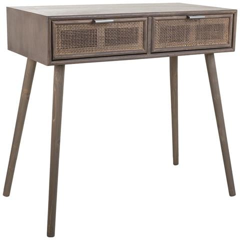 Mobile Da Ingresso In Legno E Griglia In Bambù Con 2 Cassetti Grigi 80x42x79h - Foto 1