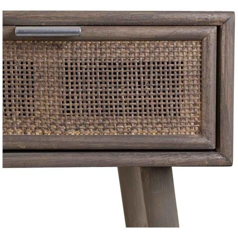 Mobile Da Ingresso In Legno E Griglia In Bambù Con 2 Cassetti Grigi 80x42x79h - Foto 8