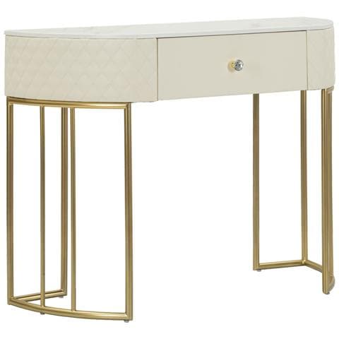 Console Sharon In Legno Di Pino, Mdf E Metallo Bianco E Oro 100x40x75 Cm - Foto 1