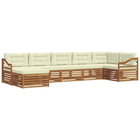Set divani 7 pcs Naturale e Crema Legno di Acacia Massello - Foto 1