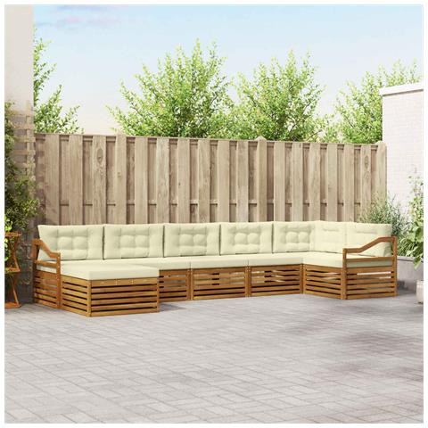 Set divani 7 pcs Naturale e Crema Legno di Acacia Massello - Foto 2