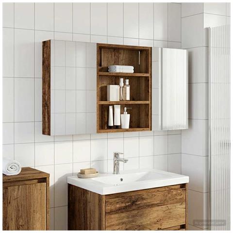 Set di Armadi da Bagno con lo scaffale 3 pcs 100 x 10,5 x 50 cm - Foto 2