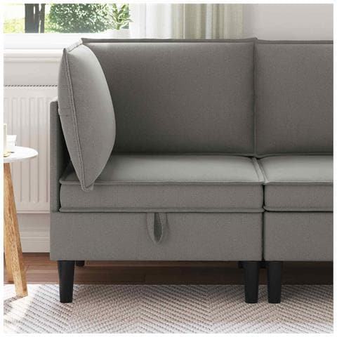 Divano Angolare con Storage Grigio scuro Velluto - Foto 2