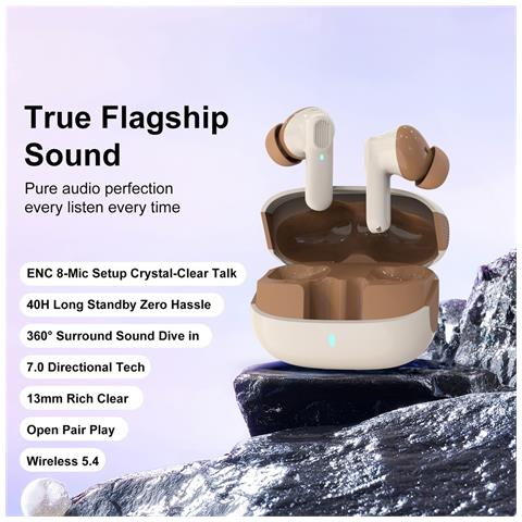 Auricolari TWS Wireless per Lenovo - Beige - Foto 4