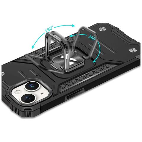 Custodia Colorata Con Supporto Per Le Dita Per Iphone 15 Plus Ring Armor - Argento - Foto 1