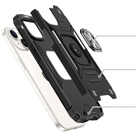 Custodia Colorata Con Supporto Per Le Dita Per Iphone 15 Plus Ring Armor - Argento - Foto 2
