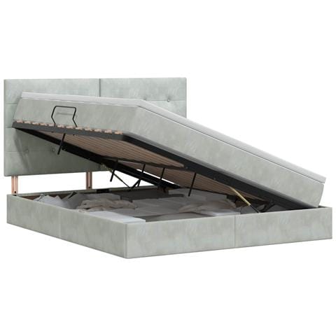 Letto con contenitore e materasso Grigio Chiaro 180 x 200 cm - Foto 1