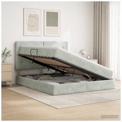 Letto con contenitore e materasso Grigio Chiaro 180 x 200 cm - Foto 2