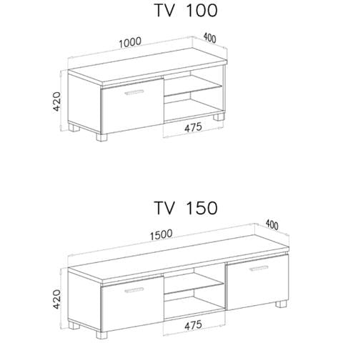 Tv Mobile Led - Porta Tv, Bianco Mate E Nero Laccato, Dimensioni: 100 X 40 X 42 Cm Di Profondità. - Foto 2