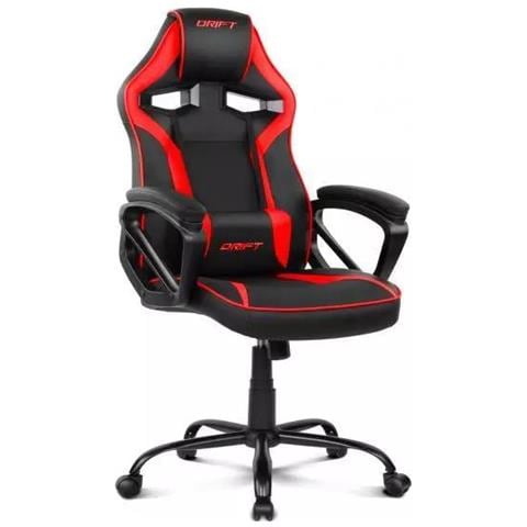 DR50 Sedia Gaming per PC da 120 kg Sedia imbottita Tappezzata e Schienale Imbottito Colore Nero e Rosso - Foto 1