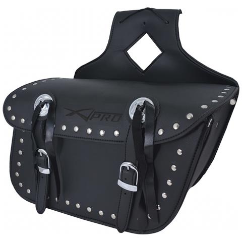 Borsa Bisacce Moto Customo Chopper Borchie Cromate Nero Laterale Destra Mono - Foto 1