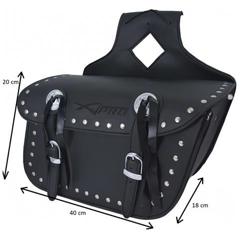 Borsa Bisacce Moto Customo Chopper Borchie Cromate Nero Laterale Destra Mono - Foto 2