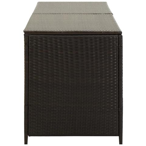 Baule da Giardino in Polyrattan 200x50x60 cm Marrone - Foto 2