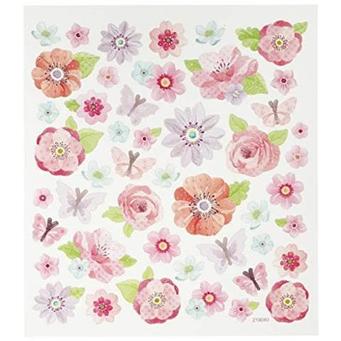 Stickers, Foglio 15x16,5 Cm, Ca. 40 Pz, Fiori Di Primavera, 1fgl. - Foto 1