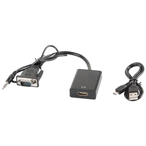 Lanberg AD-0021-BK cavo e adattatore video 0,2 m HDMI tipo A (Standard) VGA (D-Sub) Nero - Foto 1