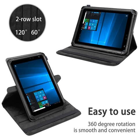 Custodia Per Tablet Compatibile Con Caterpillar T20 In Nero - Coperchio Protettivo A 360 Gradi Fatto Di Finta Pelle Con Funzione Di Stand E Banda Elastica - Foto 2