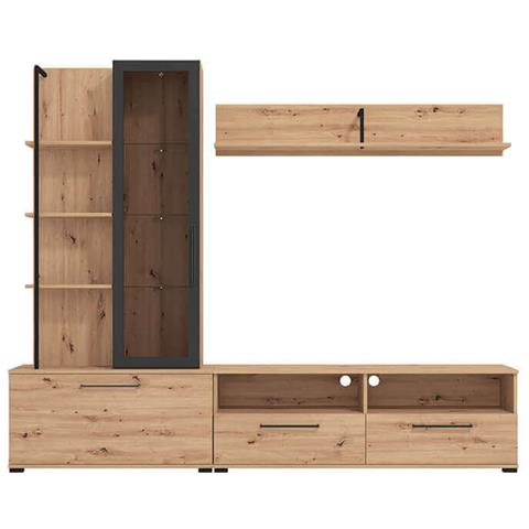 Gracie - Parete Attrezzata Con Anta, Vetrina E Due Cassetti Moderna Minimal In Legno - Foto 2