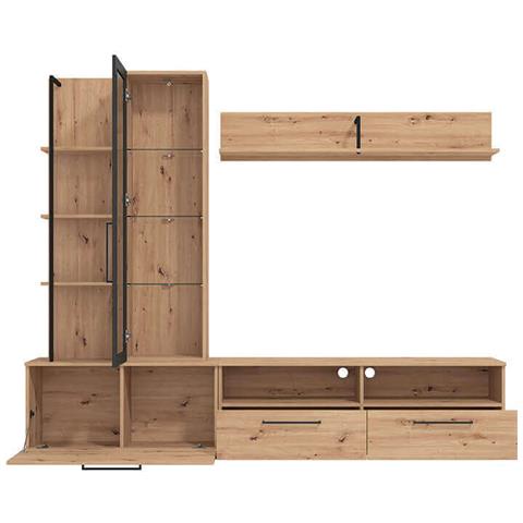 Gracie - Parete Attrezzata Con Anta, Vetrina E Due Cassetti Moderna Minimal In Legno - Foto 4