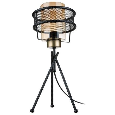 Lampada Da Tavolo Grande Mdl3713 In Ferro Intrecciato Paralume Vetro - Foto 1