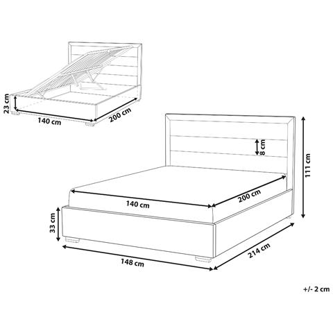 Letto Matrimoniale Con Contenitore Velluto Tortora 140 X 200 Cm Rouen - Foto 8