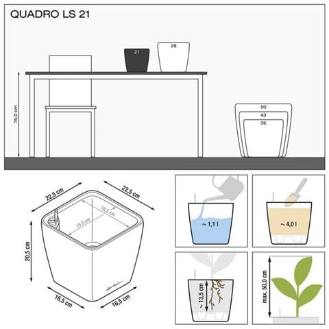 Fioriera Da Tavolo Quadro Ls 21 All-in-one Bianco Lucido - Foto 5