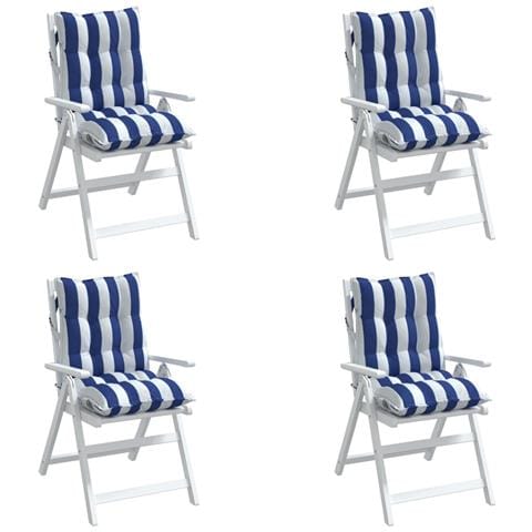 Cuscini Sedia Schienale Basso 4 Pz A Righe Blu E Bianche Oxford - Foto 3