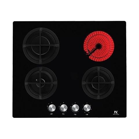 Piano cottura a gas MKMC603C1-PRCBK da incasso da 60 cm Zone Cottura 3 fuochi gas 1 Piastra ceramica elettrica Colore Nero - Foto 1