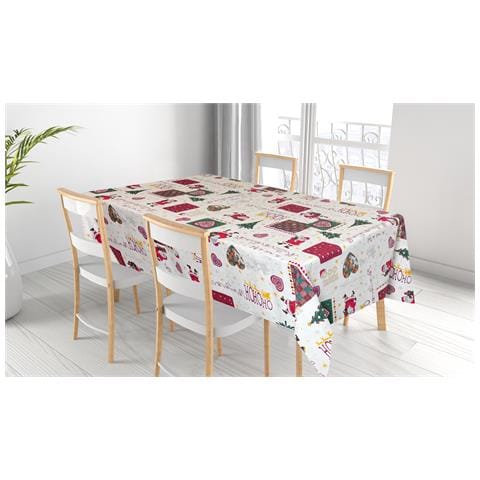 Tovaglia Natalizia Cucina Soggiorno In 100% Cotone Disegno Oh Oh Panna 140x180 Oh Oh Panna - Foto 5