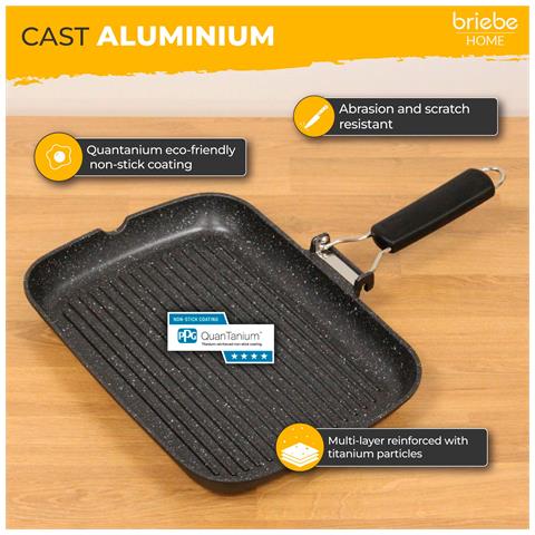 Gp1160 Bistecchiera Induzione, Antiaderente Titanio, 34x24cm, Alluminio Fuso Senza Pfoa Nero - Foto 2