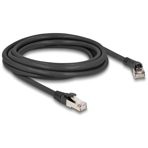 Cavo di rete RJ45 Cat. 8.1 S /FTP maschio da 45° angolato a destra per maschio diritto fino a 40 Gbps 3 m nero - Foto 1