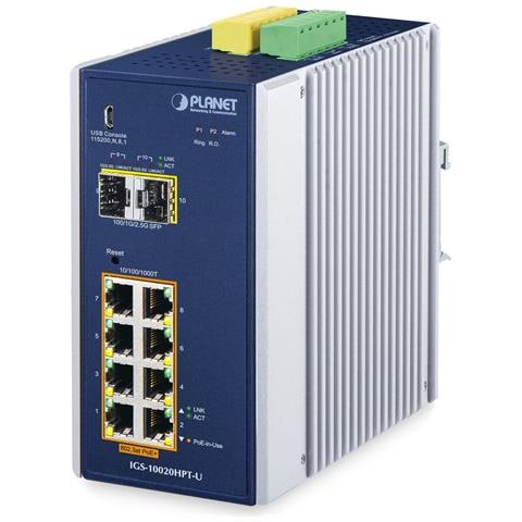DIN-Rail L2+ /L3 Manageable Gestito L2+ Gigabit Ethernet (10/100/1000) Supporto Power over Ethernet (PoE) Alluminio, Blu - Foto 1