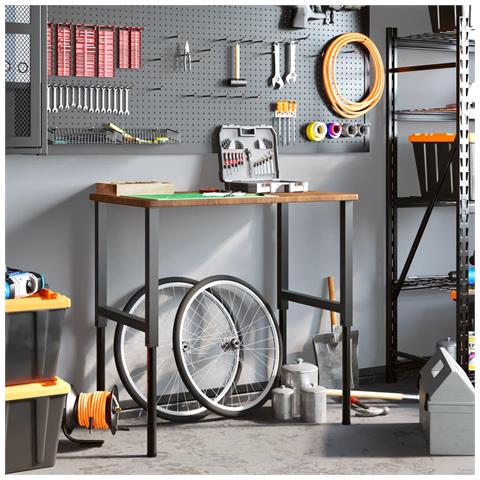 Banco Lavoro Marrone Scuro 100x60x(71,5-98) Cm Legno Di Rovere - Foto 3