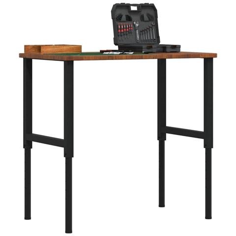 Banco Lavoro Marrone Scuro 100x60x(71,5-98) Cm Legno Di Rovere - Foto 1