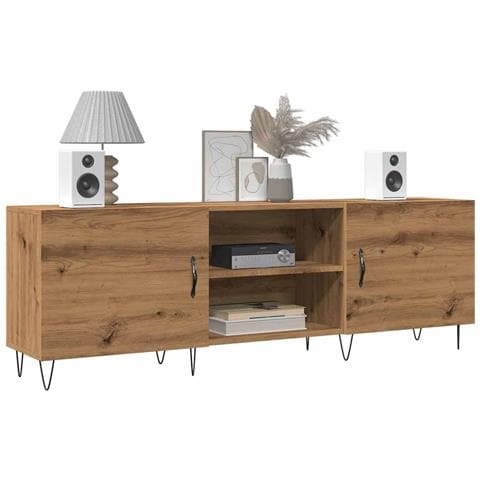 Mobile Porta Tv Rovere Artigianale 150x30x50cm In Truciolato - Foto 3