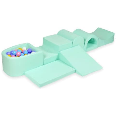 Grootste Foam Speelset Met Micropool Mint Met Ballen 100 Stuks (lichtblauw, Geel, Geme Leerd, Poederroze, Wit) - Foto 1