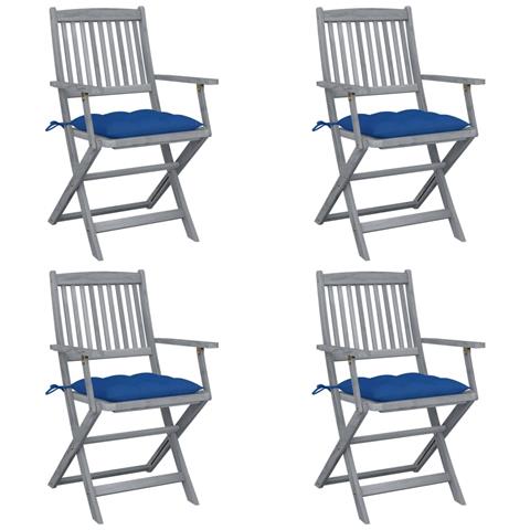 Lusso Casadino -  Sedie Da Giardino Pieghevoli 4pz Con Cuscini In Massello Acacia - Foto 2