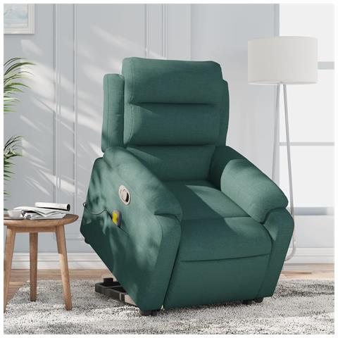 Lusso Casadino -  Poltrona Alzapersona Massaggiante Verde Scuro In Tessuto - Foto 8