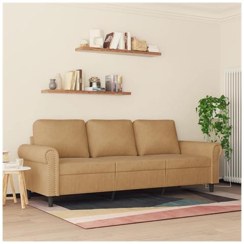 Lusso Casadino - Divano A 3 Posti Marrone 180 Cm In Velluto - Foto 2