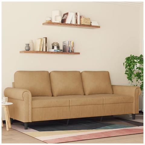 Lusso Casadino - Divano A 3 Posti Marrone 180 Cm In Velluto - Foto 8