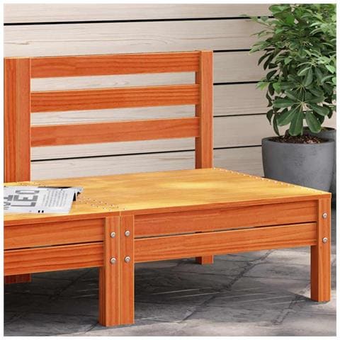 Divano Senza Braccioli Da Giardino Marrone Cera Massello Pino - Foto 8