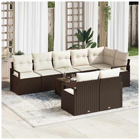 Set di Divano da Giardino  8 Pezzi con Cuscini Grigi, Divano da Giardino  per 2 Persone con Storage e Cuscini Marroni - Foto 2