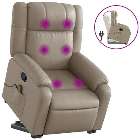 Poltrona Alzapersone Massaggi Reclinabile Cappuccino Similpelle - Foto 1