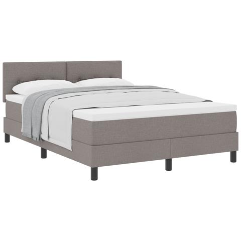 Letto con Rete a Molle con Materasso Tortora 140x200 cm Tessuto - Foto 1