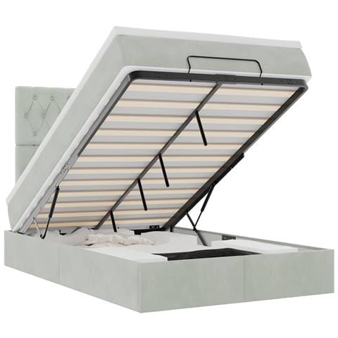 Struttura Letto Pouf con Materassi 120x190 cm Velluto - Foto 1