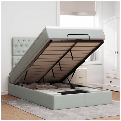 Struttura Letto Pouf con Materassi 120x190 cm Velluto - Foto 2