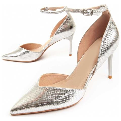 Scarpa Con Tacco Festshoe6 Argento Argento Materiale Sintetico - Foto 1