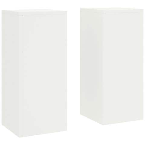 Set di 2 Supporti per Piante da Esterno in bianco, 24x24x55 cm, Acciaio - Foto 1