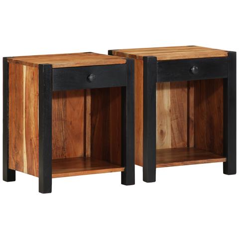 Comodini 2 pezzi 40x35x50 cm Legno massello di acacia - Foto 1